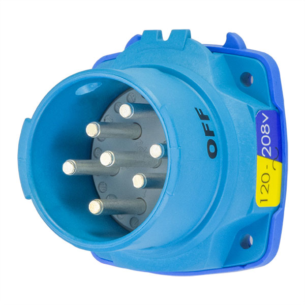 63-38167-972 - DSN30 INLET POLY BLUE SIZE 2 TYPE 4X IP 69 3P+N+G 30A 120/208 VAC 60 Hz +2 AUX
